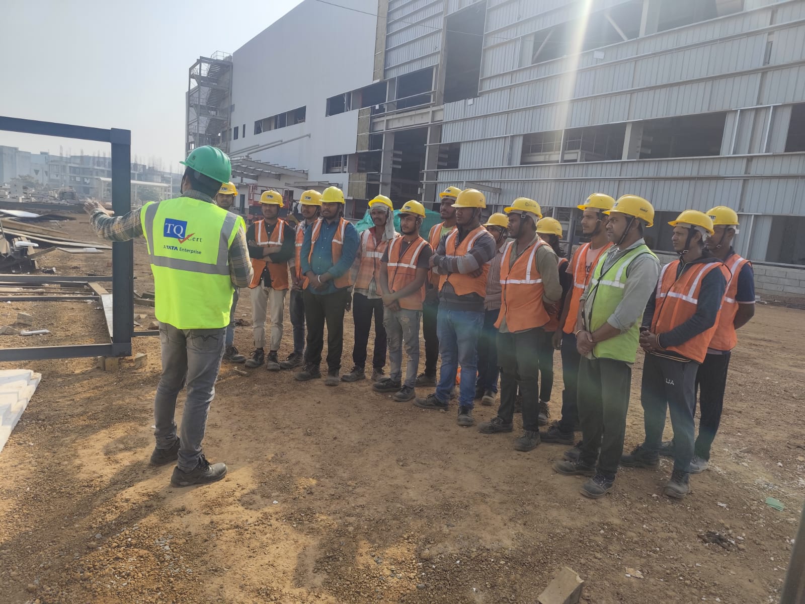 Safety toolbox talk with crew